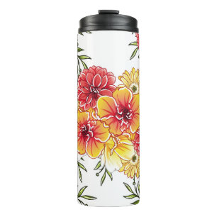 Abstract elegance seamless pattern with floral bac thermal tumbler