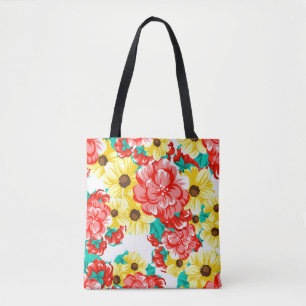 Abstract elegance seamless pattern with floral bac tote bag