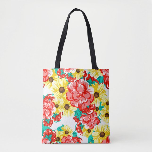 Abstract elegance seamless pattern with floral bac tote bag (Front)