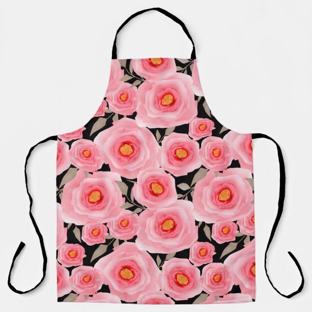 Abstract elegance seamless pattern with pink flowe apron (Front)