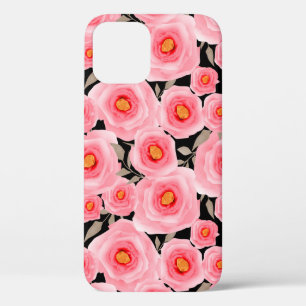 Abstract elegance seamless pattern with pink flowe iPhone 12 case