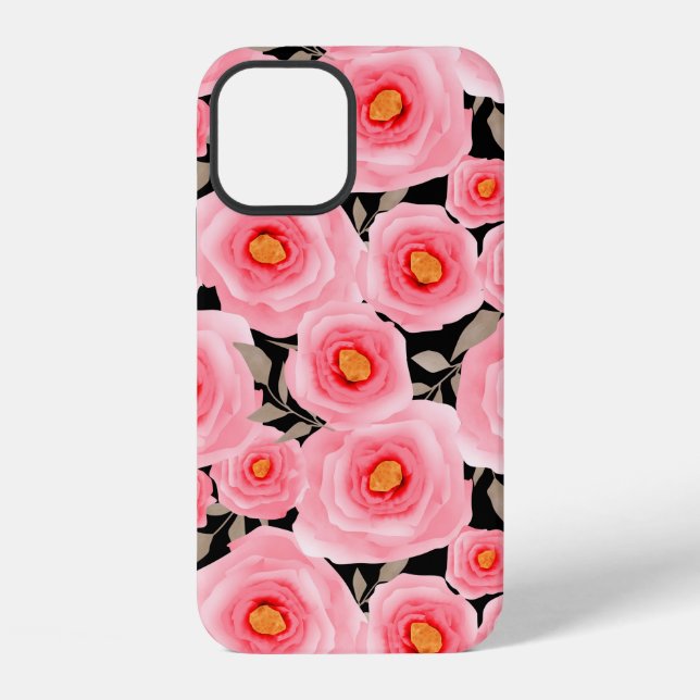 Abstract elegance seamless pattern with pink flowe iPhone case (Back)