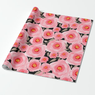 Abstract elegance seamless pattern with pink flowe wrapping paper