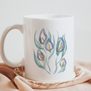 Abstract Elegance: Watercolor Purple Calla Lilies Coffee Mug