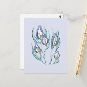 Abstract Elegance: Watercolor Purple Calla Lilies Postcard