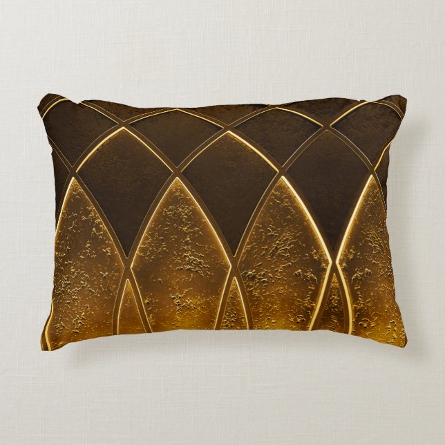 Abstract elegant art deco geometric ornamented gol decorative cushion (Front)