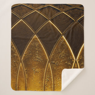 Abstract elegant art deco geometric ornamented gol sherpa blanket