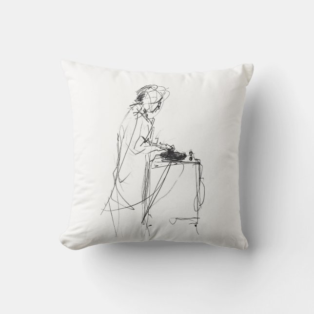 Abstract Elegant DJ Player Sketch Cushion (Front)