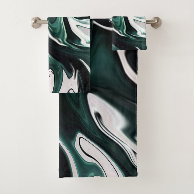 Abstract elegant fluid liquid marble flow texture bath towel set (Insitu)