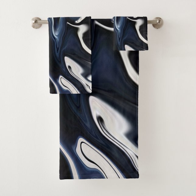 Abstract elegant fluid liquid marble flow texture bath towel set (Insitu)