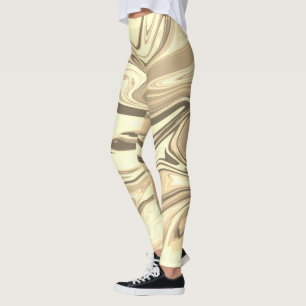 Abstract elegant fluid liquid marble flow texture leggings