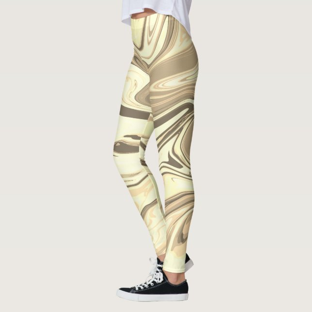 Abstract elegant fluid liquid marble flow texture leggings (Left)