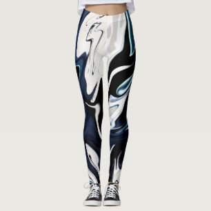 Abstract elegant fluid liquid marble flow texture leggings