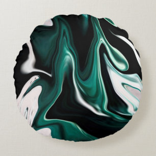 Abstract elegant fluid liquid marble flow texture round cushion