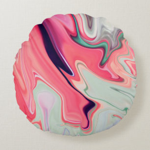 Abstract elegant fluid liquid marble flow texture round cushion