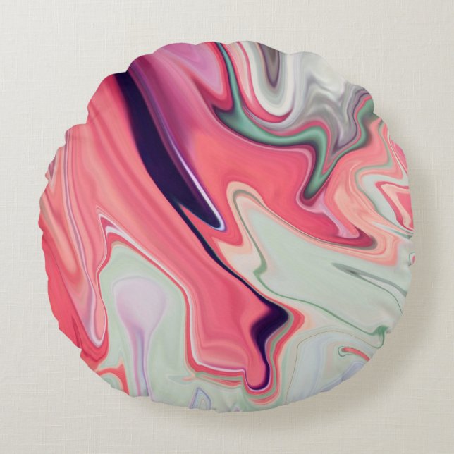 Abstract elegant fluid liquid marble flow texture round cushion (Front)