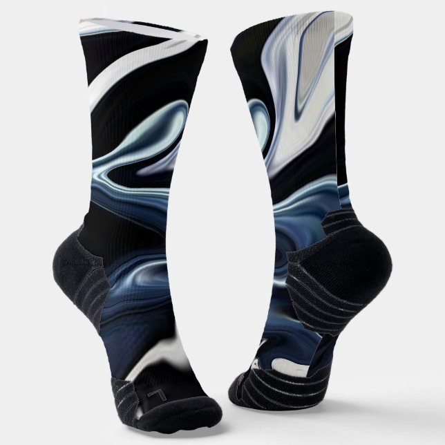 Abstract elegant fluid liquid marble flow texture  socks (Angled)