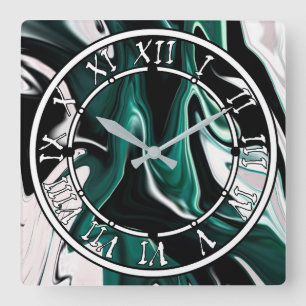 Abstract elegant fluid liquid marble flow texture  square wall clock
