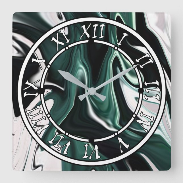 Abstract elegant fluid liquid marble flow texture  square wall clock (Front)