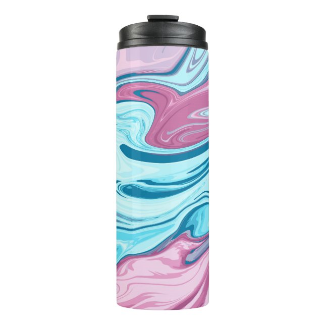 Abstract elegant fluid liquid marble flow texture thermal tumbler (Front)