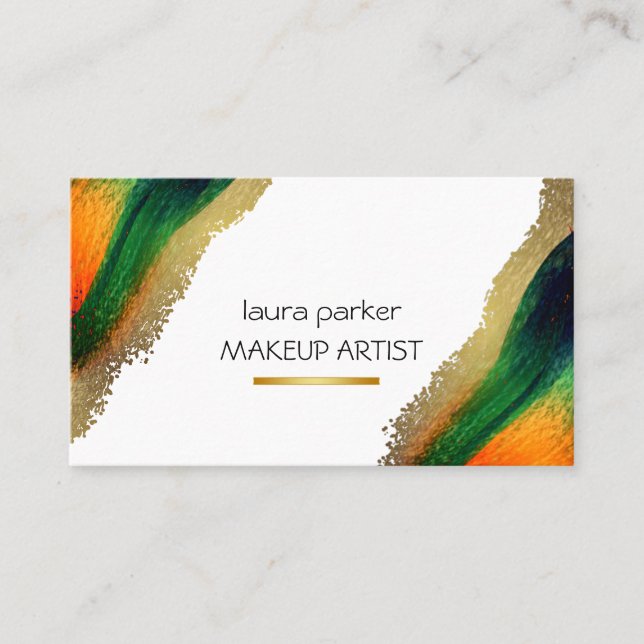 Abstract Elegant Gold Watercolour Modern Splatter Business Card (Front)