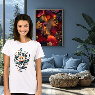 Abstract Elegant Lotus Flower Art T-Shirt