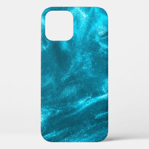 Abstract elegant mint blue glitter iPhone 12 case