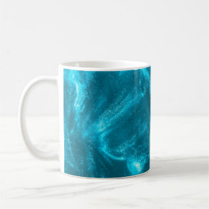 Abstract elegant mint blue glitter coffee mug