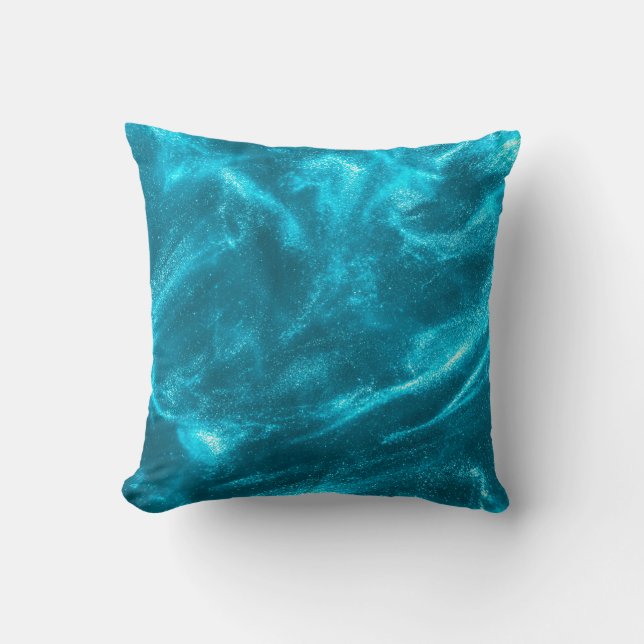Abstract elegant mint blue glitter cushion (Front)
