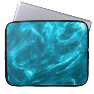 Abstract elegant mint blue glitter laptop sleeve