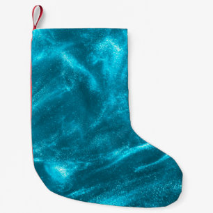 Abstract elegant mint blue glitter small christmas stocking