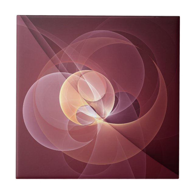 Abstract Elegant Modern Wine Red Fractal Art Ceramic Tile (Front)