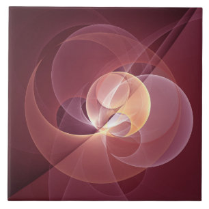 Abstract Elegant Modern Wine Red Fractal Art Ceramic Tile