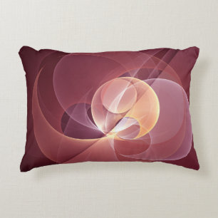 Abstract Elegant Modern Wine Red Fractal Art Decorative Cushion