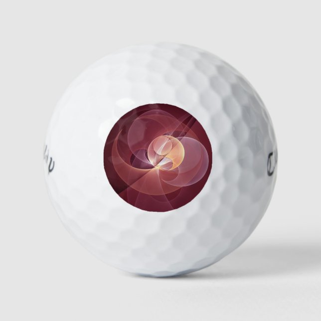 Abstract Elegant Modern Wine Red Fractal Art Golf Balls (Front)