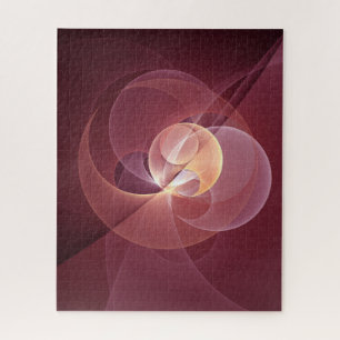 Abstract Elegant Modern Wine Red Fractal Art Jigsaw Puzzle