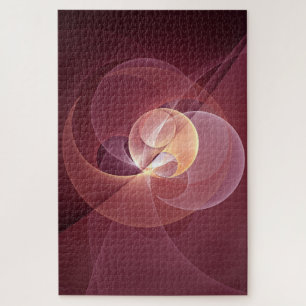 Abstract Elegant Modern Wine Red Fractal Art Jigsaw Puzzle