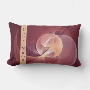 Abstract Elegant Modern Wine Red Fractal Art Name Lumbar Cushion