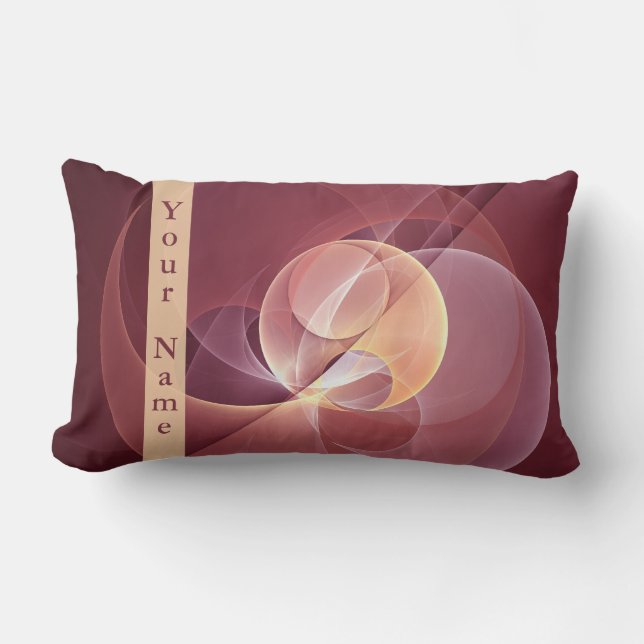 Abstract Elegant Modern Wine Red Fractal Art Name Lumbar Cushion (Front)