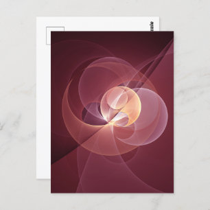 Abstract Elegant Modern Wine Red Fractal Art Postcard