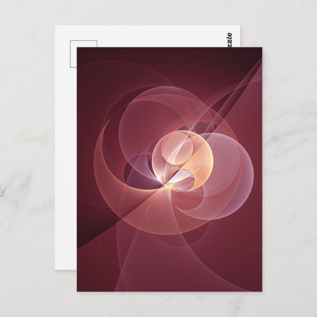 Abstract Elegant Modern Wine Red Fractal Art Postcard (Front/Back)