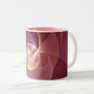 Abstract Elegant Modern Wine Red Fractal Art Two-Tone Coffee Mug