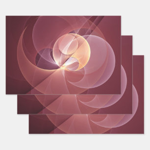 Abstract Elegant Modern Wine Red Fractal Art Wrapping Paper Sheet