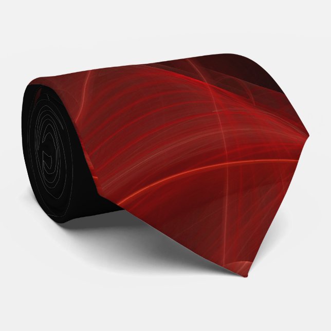 Abstract Elegant Red and Black Fractal Necktie (Rolled)