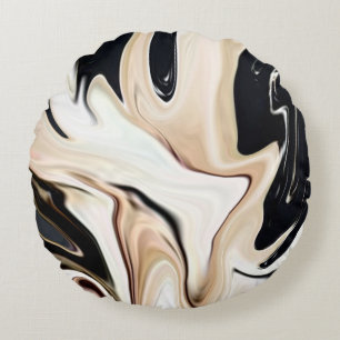 Abstract elegant retro colours digital fluid textu round cushion