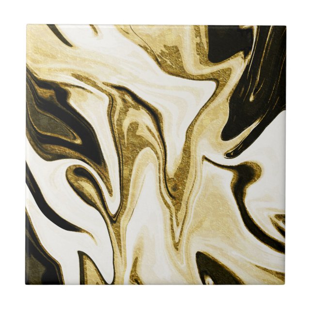 Abstract elegant retro digital fluid liquid marble ceramic tile (Front)