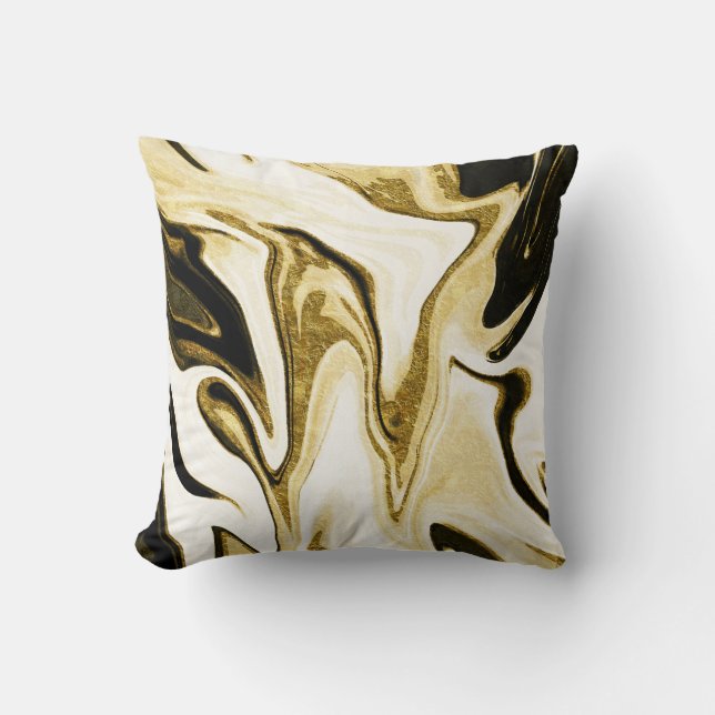 Abstract elegant retro digital fluid liquid marble cushion (Front)