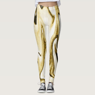 Abstract elegant retro digital fluid liquid marble leggings