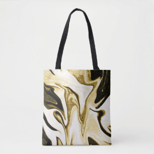 Abstract elegant retro digital fluid liquid marble tote bag