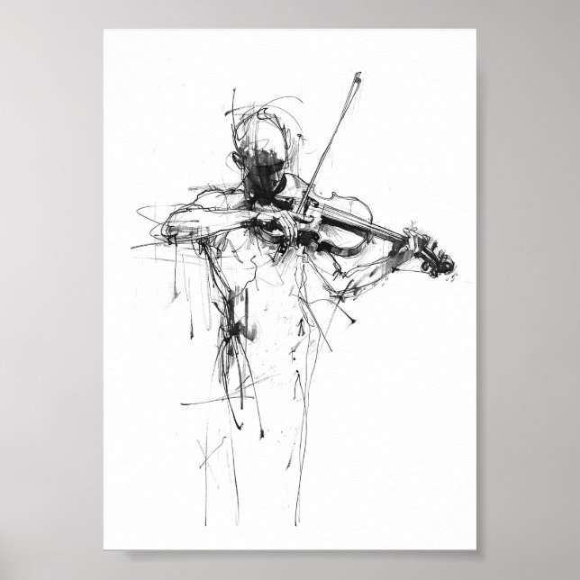 Abstract Elegant Violinist Poster (Front)